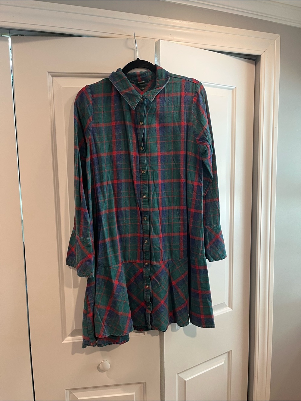Green Plaid Button-Up Women’s Shirt/dress